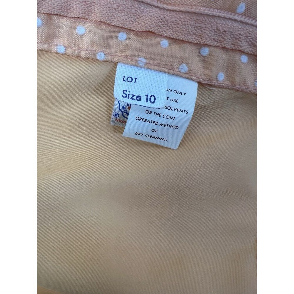 Vtg 1960s Orange Polka Dot Chiffon Ruffle Maxi Prairie Dress sz 10‎ - Picture 11 of 11